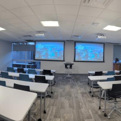 Panoramic shot of lecture classroom