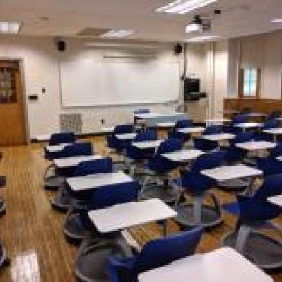 Welles hall standard classroom, view from back of room