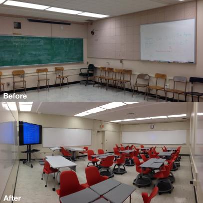 View of before and after for a classroom.