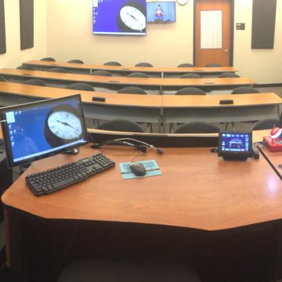 Lectern looking at classroom