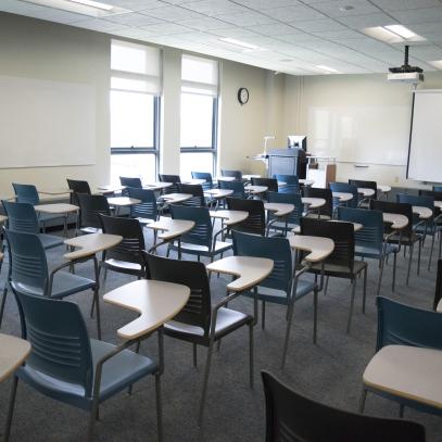 view of classroom from the back