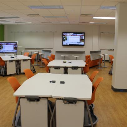 Student stations with TVs