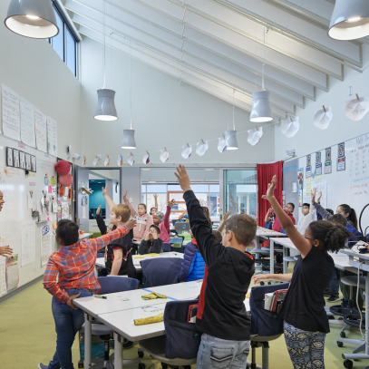 Classroom with whiteboards