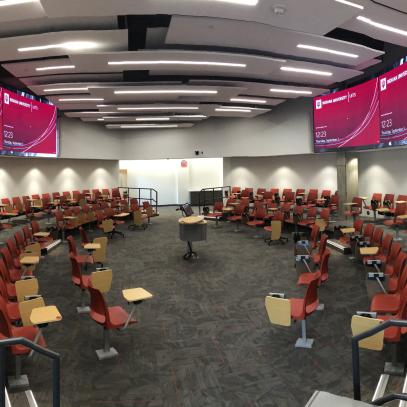 Wide angle view of classroom